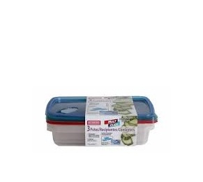 SET X 4 HERMETICO PLAST RECTANGULAR 1200 ML
