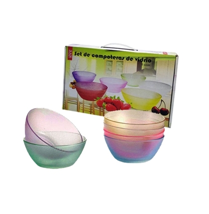 SET X 6 COMPOTERAS VIDRIO COLOR 