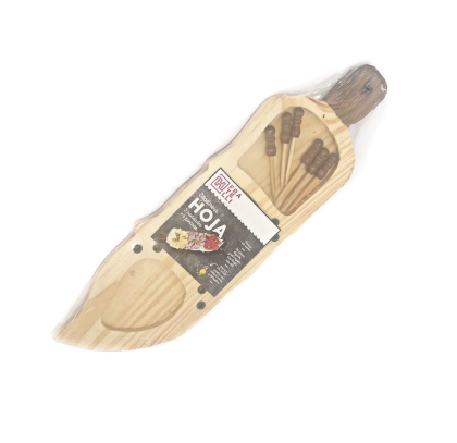 COPETINERA MADERA HOJA 4 DIV + 6 P
