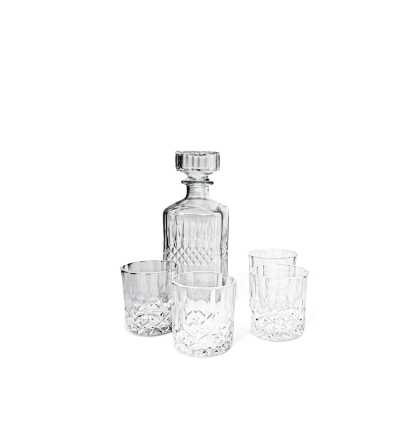 SET BOTELLA VIDRIO WHISKY + 4 VASOS