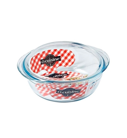 CACEROLA VIDRIO REDONDA LLANA TAPA 1.6 LT