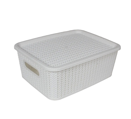 CAJA PLASTICA RATAN BLANCA TAPA 12.5 LT 38 X 29