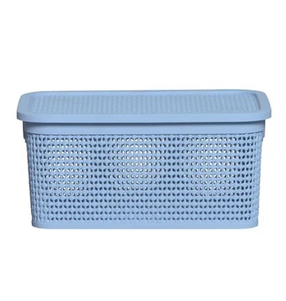 CAJA PLASTICA RATAN AZUL TAPA 12.5 LT 38 X 29