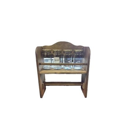 ESPECIERO MADERA 4 FRASCO PORTA ROLLO