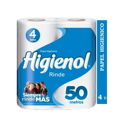 PAPEL HIG HIGIENOL RINDE 50 MT X 4 ROLLO