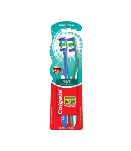 CEPILLO DENTAL COLGATE 360� SUAVE 2 X 1