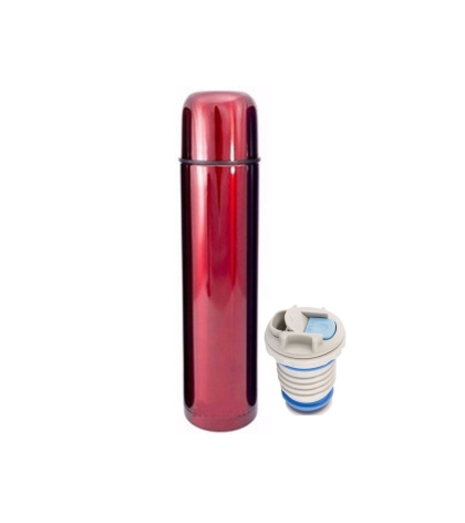 TERMO ACERO BOTON MATERO 1 LT ROJO