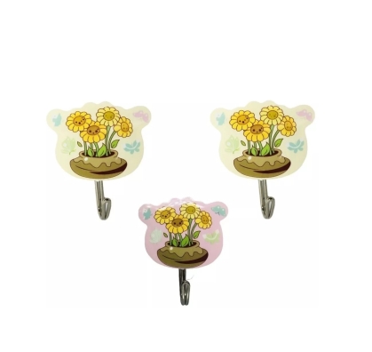 PERCHA ADHESIVA FLORAL X 3