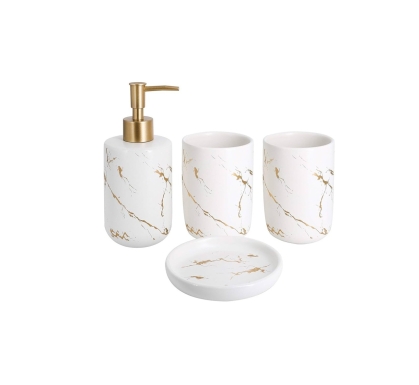SET BA�O PORCELANA PASTINADO 4 PIEZAS