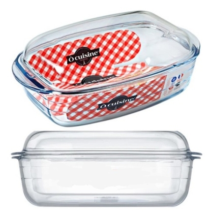 CACEROLA VIDRIO RECTANGULAR TAPA 4.5 LT