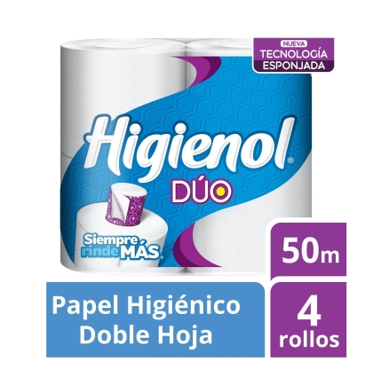 PAPEL HIG HIGIENOL DUO 50 MT X 4 ROLLO