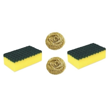 KIT ESPONJA (2 ESPONJA DORADA+2 FIBRA ESPONJA