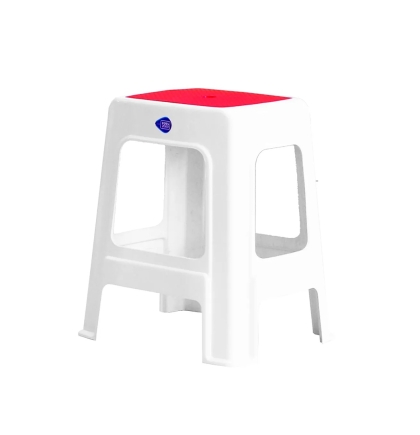 BANQUETA PLASTICA CUADRADA ROJA DEMI