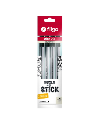 BOLIGRAFO STICK MEDIO NEGRO B X 4