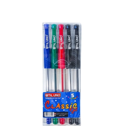 BOLIGRAFO UTIL UNO GEL CLASIC X 5