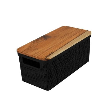 CAJA PLASTICA RECT NEGRA T/MAD 28 CM