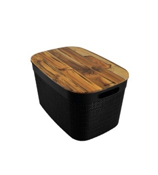 CAJA PLASTICA OVAL NEGRA T/MAD 33 CM