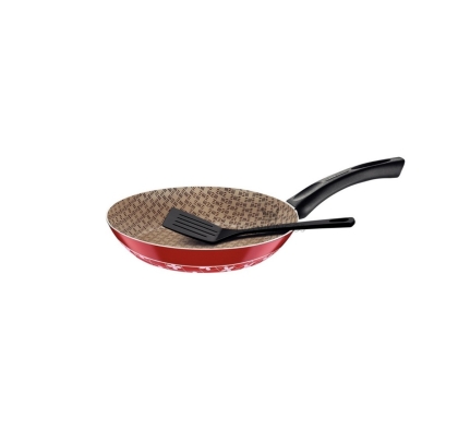 SARTEN TEFLON PARIS ROJA C/ESPATULA 26 CM