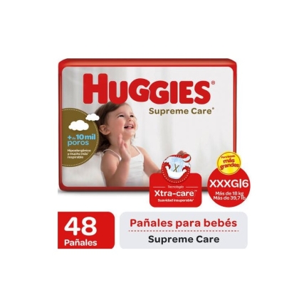 PAÑAL HUGGIES SUPREME CARE XXXG 48