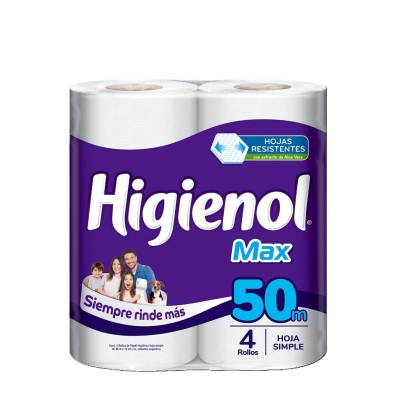 PAPEL HIG HIGIENOL MAX 4 R X 50 MT 