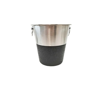 BALDE ACERO HIELO PLATEADO NEGRO 14 CM