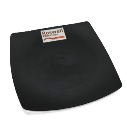 PLATO PLASTICO CUADRADO NEGRO POSTRE